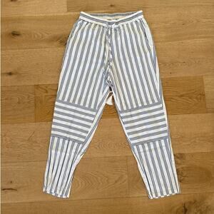 Bebe - Striped Harem Pants in Whte & Blue